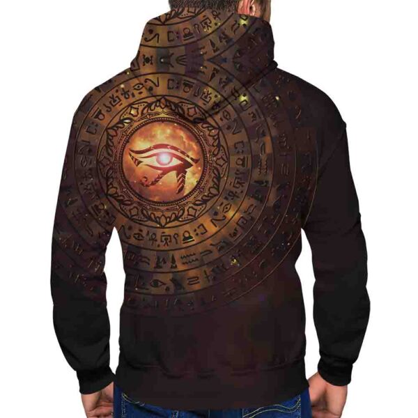 Eye of Horus Hieroglyphs – Fire Hoodie - Image 2